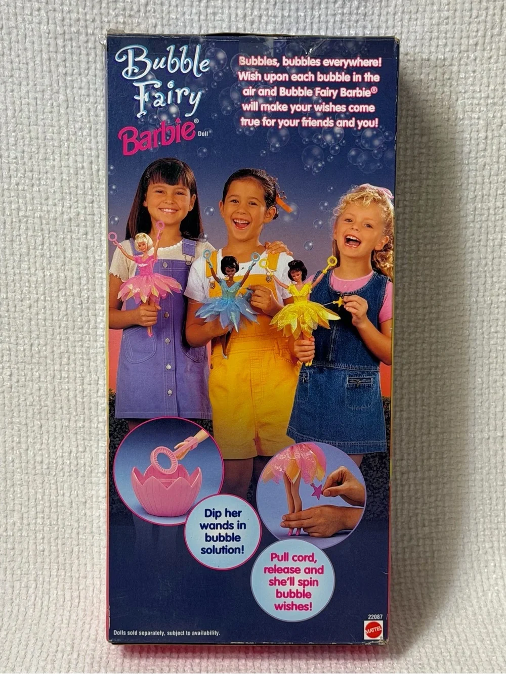 1998 Mattel Bubble Fairy Barbie Doll Spins Pull Cord Wand #22087